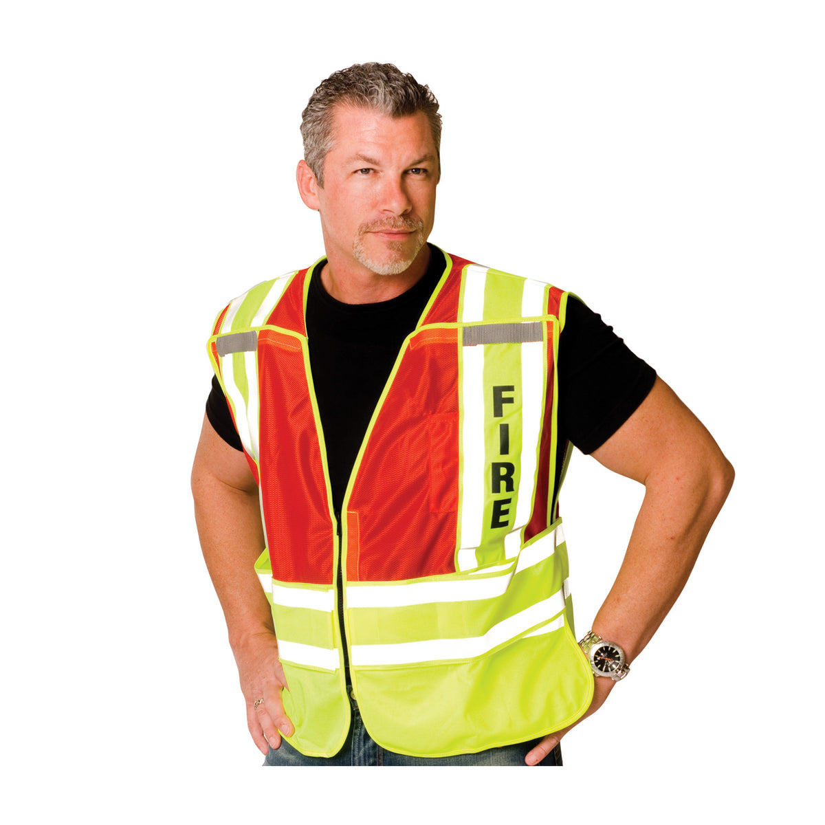 PIP 302-PSV-RED Class 2 Fire Public Safety Vest, Red, front 2