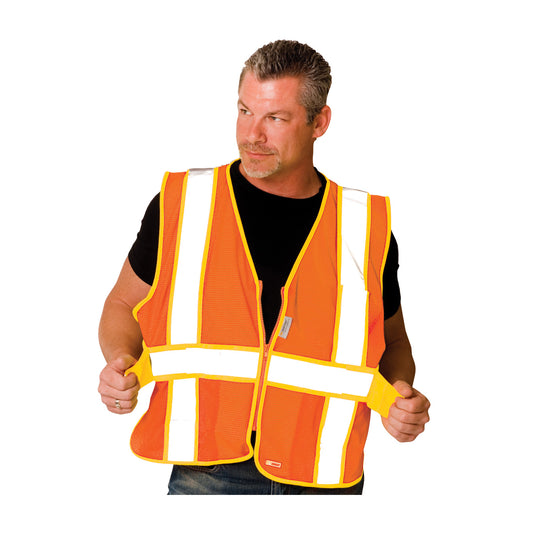 PIP 302-USV5 Class 2 Expandable Two-Tone Mesh Vest, Orange, front 2
