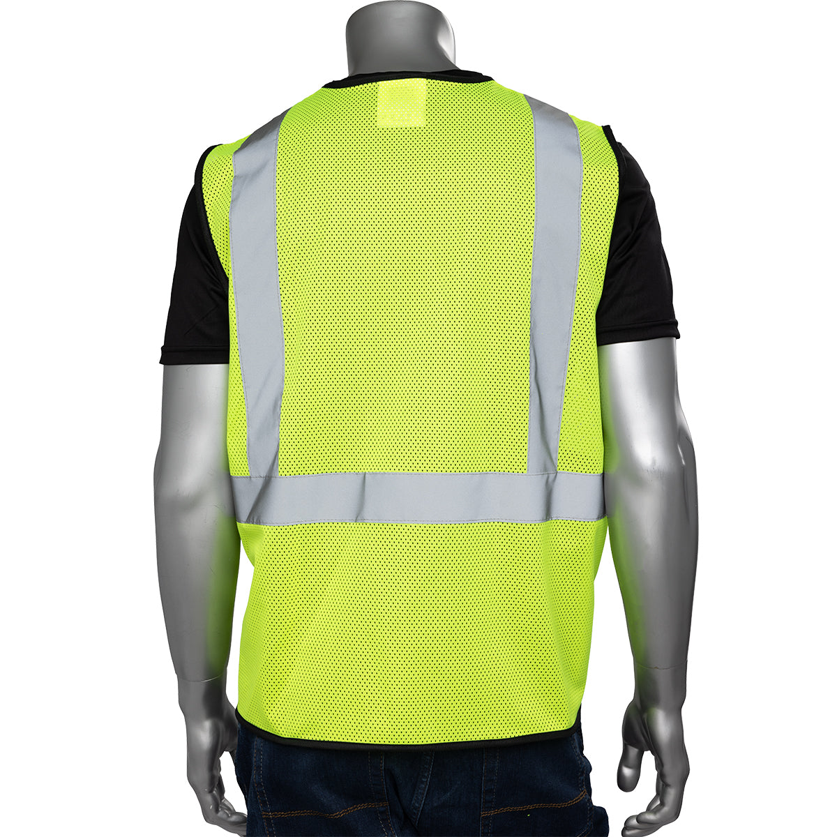 PIP 302-V173B Class 2 3-Pocket Mesh Vest, Lime, back