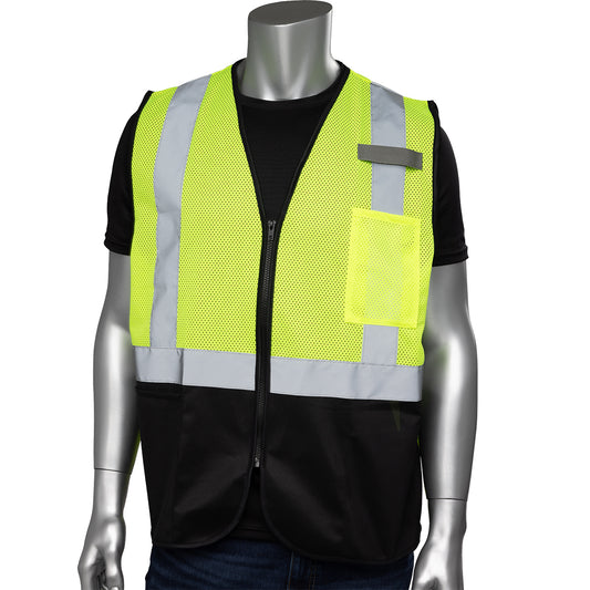 PIP 302-V173B Class 2 3-Pocket Mesh Vest, Lime, front