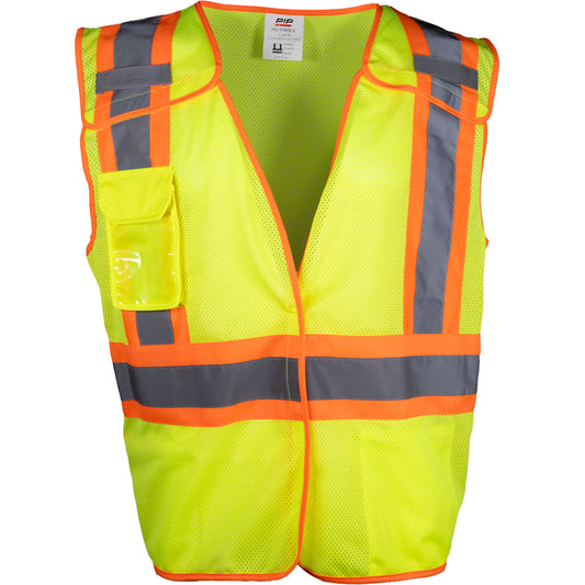 PIP 302-V505 Two-Tone Breakaway Vest, lime, detail