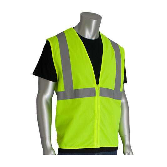 PIP 302-WCENGZ Value Zipper Solid Vest, lime, front