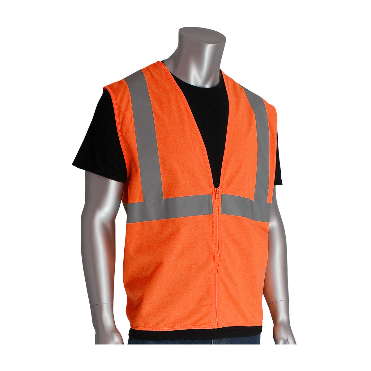 PIP 302-WCENGZ Value Zipper Solid Vest, orange, front