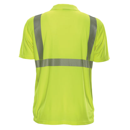 24-302CT ANSI Type R Class 2 Short Sleeve Polo Shirt with Segmented Tape - Lime - Back