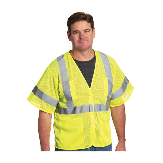 PIP 303-HSVE Class 3 Value 4-Pocket Mesh Vest, Lime, front 2