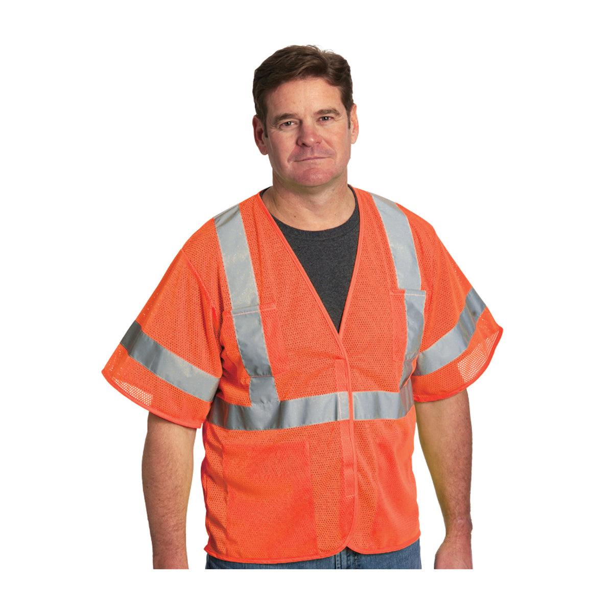 PIP 303-HSVE Class 3 Value 4-Pocket Mesh Vest, Orange, front 2