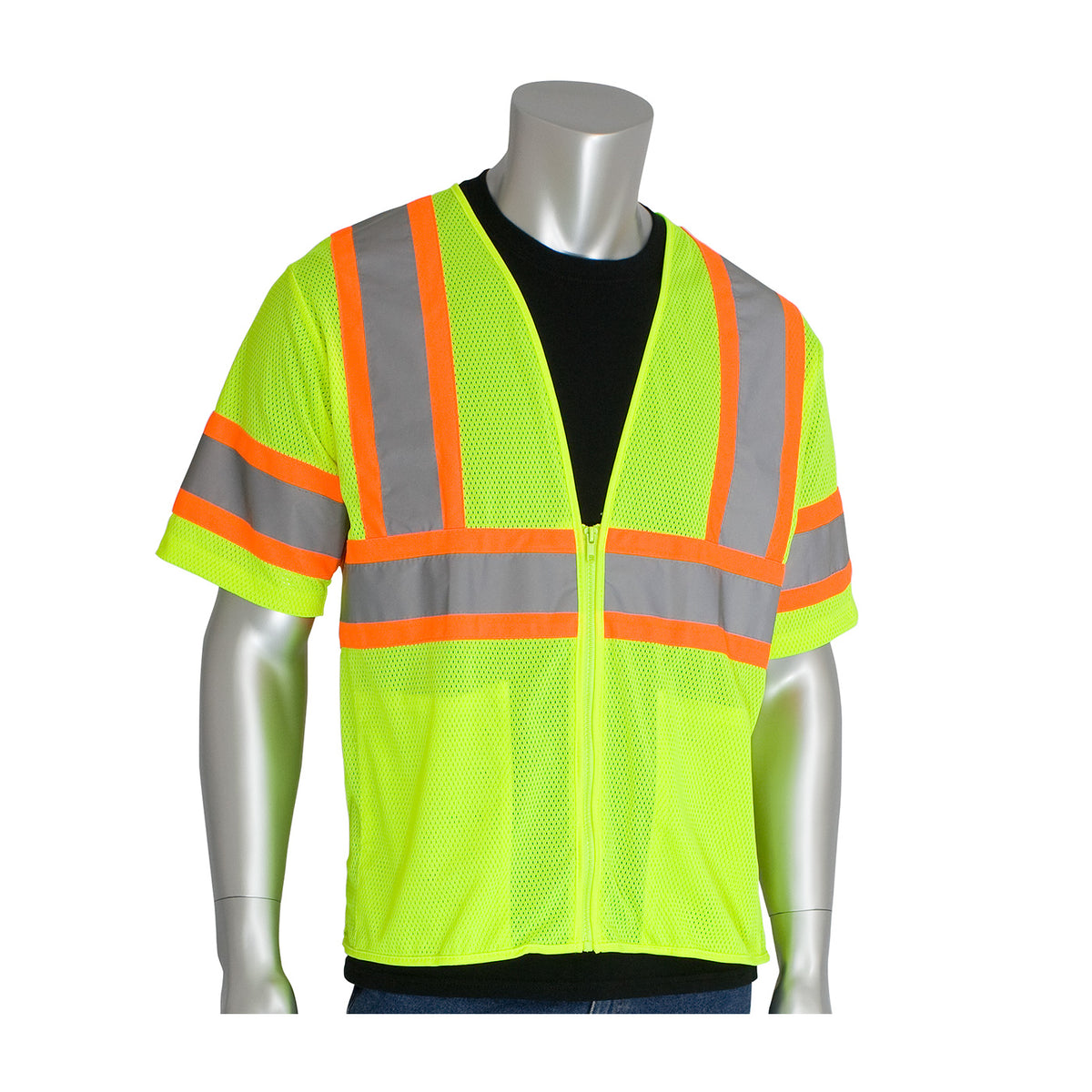 PIP 303-HSVP Class 3 Value Two-Tone Mesh Vest, Lime, front