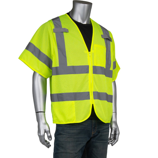 PIP 303-V101 Dual-Sized 2-Pocket Mesh Vest, lime, front