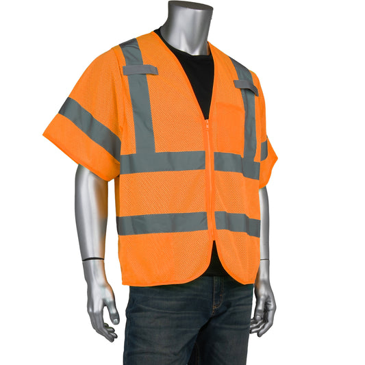 PIP 303-V101 Dual-Sized 2-Pocket Mesh Vest, orange, front