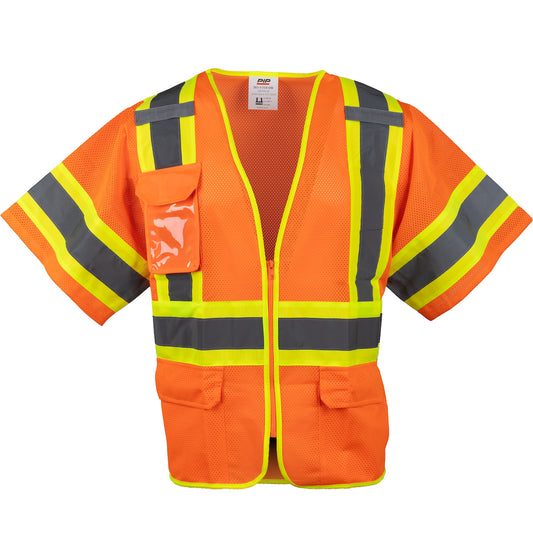 PIP 303-V310 Class 3 Two-Tone Mesh Vest, Orange, front