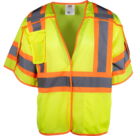 PIP 303-V505 Class 3 Two-Tone Breakaway Vest, Lime, front