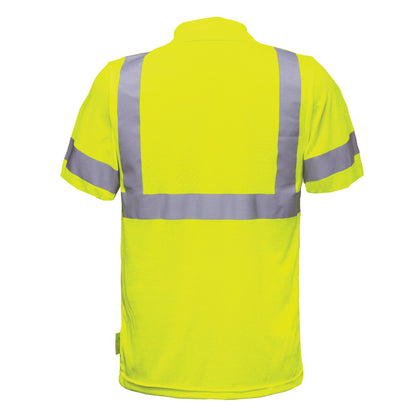Reflective Apparel 304ST Short Sleeve Polo Shirt, lime, back