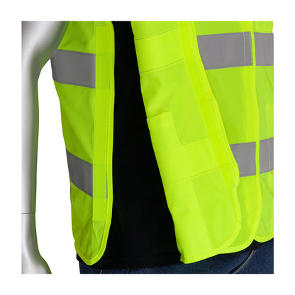PIP 305-5PVFR FR Treated Solid Breakaway Vest, lime, breakaway detail