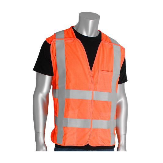 PIP 305-5PVFR Class 2 FR Treated Solid Breakaway Vest, Orange, front