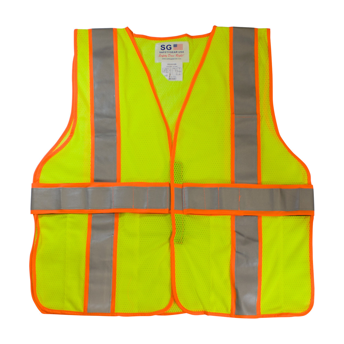 PIP 305-USV5FR Class 2 Two-Tone FR Treated Mesh Vest, Lime, front 4