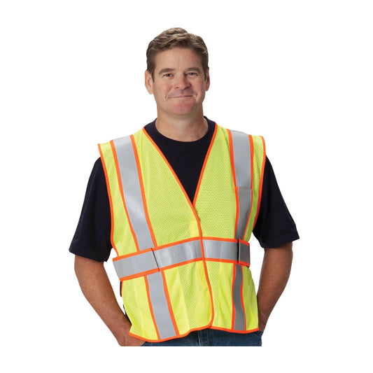 PIP 305-USV5FR Class 2 Two-Tone FR Treated Mesh Vest, Lime, front 2