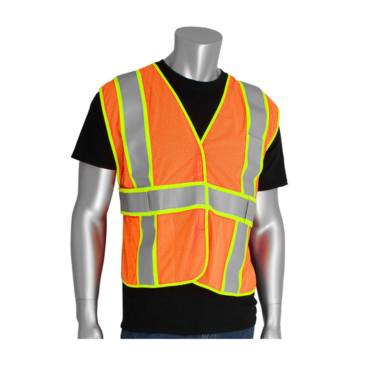 PIP 305-USV5FR Class 2 Two-Tone FR Treated Mesh Vest, Orange, front