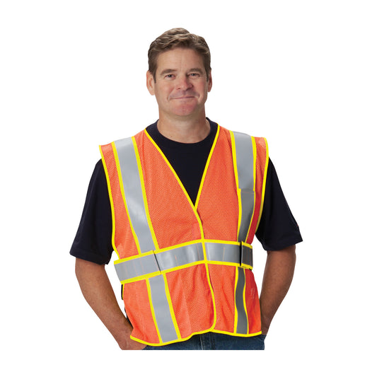 PIP 305-USV5FR Class 2 Two-Tone FR Treated Mesh Vest, Orange, front 2