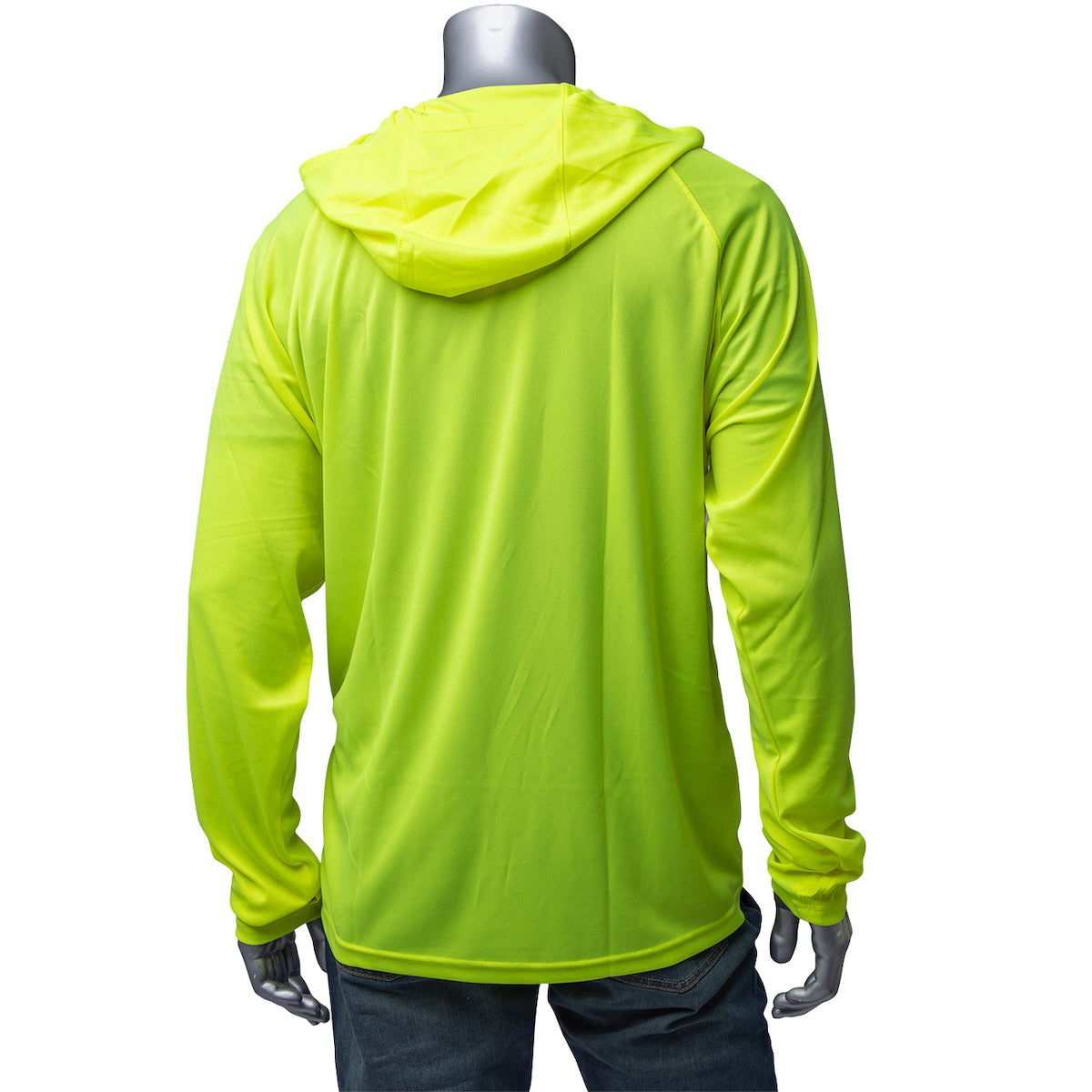 PIP 310-1320 Non-ANSI Hooded Long Sleeve T-Shirt, Lime, back