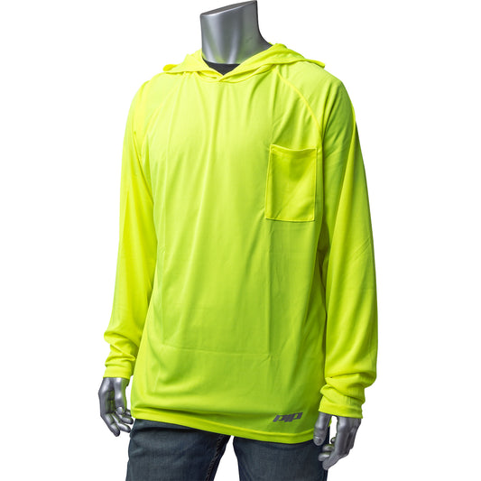 PIP 310-1320 Quick Dry Hooded Long Sleeve T-Shirt, lime, front