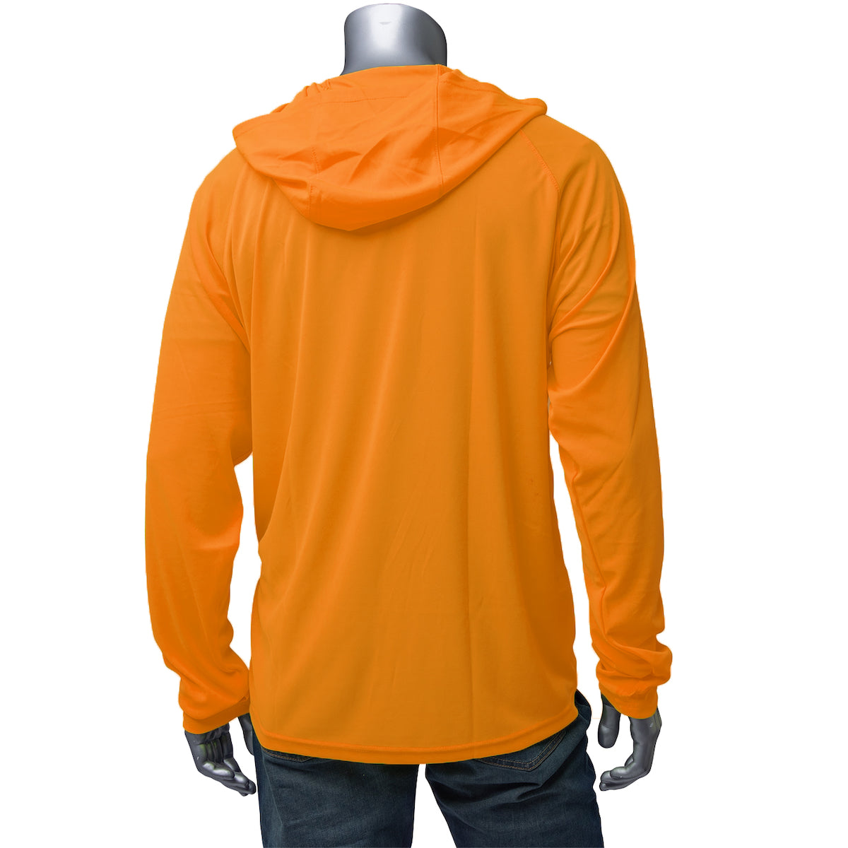 PIP 310-1320 Non-ANSI Hooded Long Sleeve T-Shirt, Orange, back