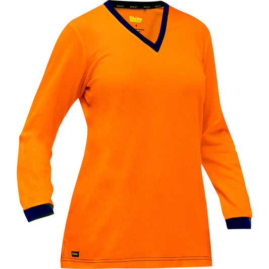 Bisley 310W6118 Non-ANSI Women's Long Sleeve Shirt, orange, front