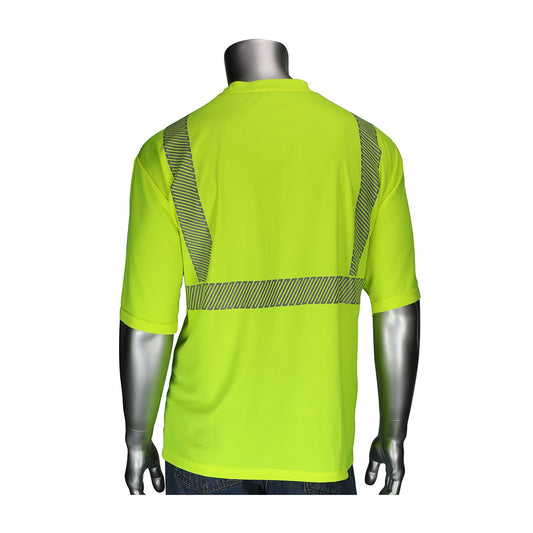 PIP 312-1275B Short Sleeve T-Shirt with Black Bottom Front, lime, back