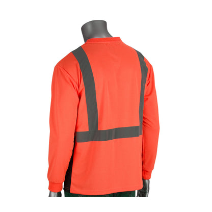 PIP 312-1350B Class 2 Long Sleeve T-Shirt, Orange, back