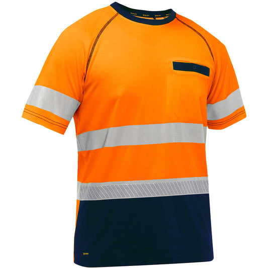 Bisley 312M1118T Short Sleeve T-Shirt with Navy Bottom, orange/navy, front