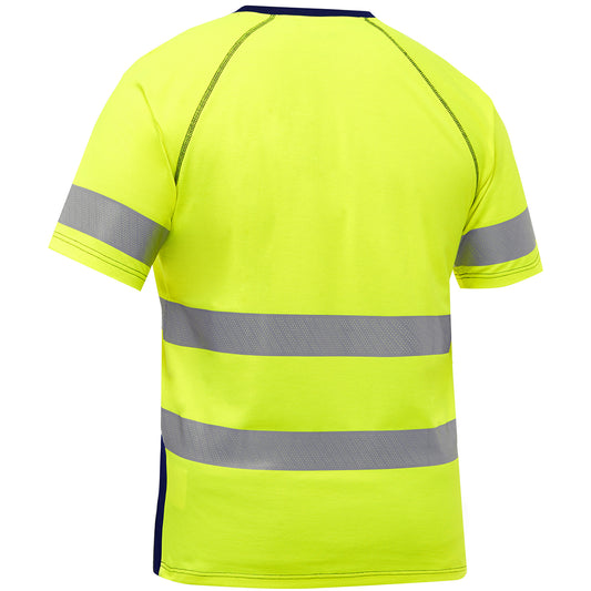 Bisley 312M1118T Class 2 Short Sleeve T-Shirt, Lime/Navy, back
