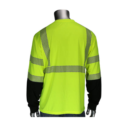 PIP 313-1280B Class 3 Long Sleeve T-Shirt, Lime, back
