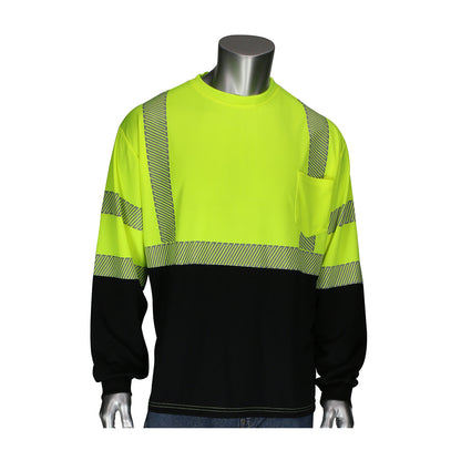 PIP 313-1280B Class 3 Long Sleeve T-Shirt, Lime, front