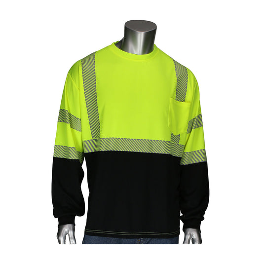 PIP 313-1280B Class 3 Long Sleeve T-Shirt, Lime, front