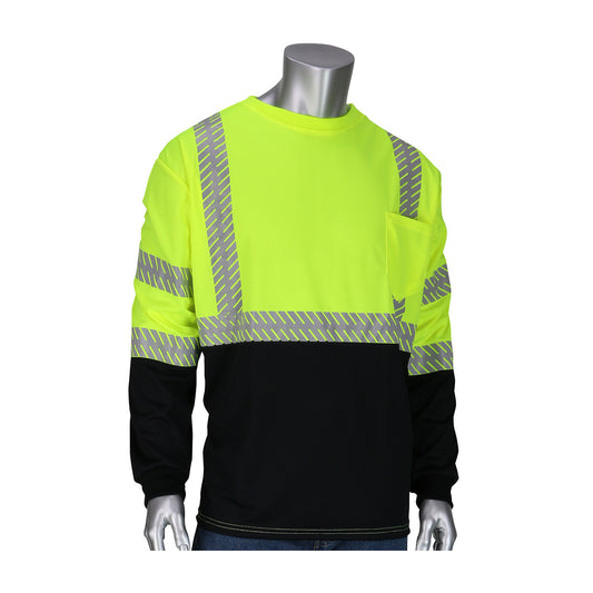 PIP 313-1375B Class 3 Long Sleeve T-Shirt, Lime, front