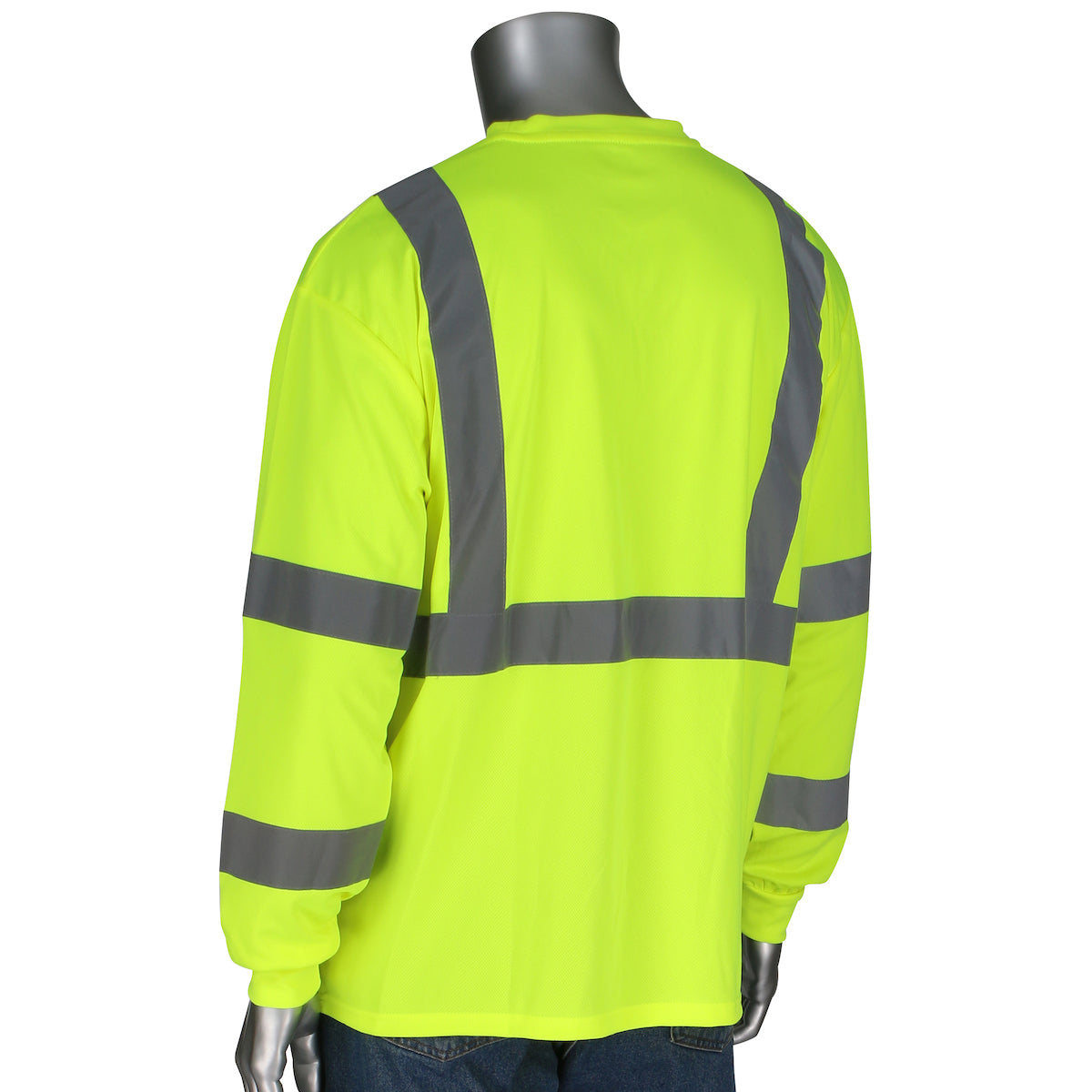 PIP 313-1390B Class 3 Long Sleeve T-Shirt, Lime, back