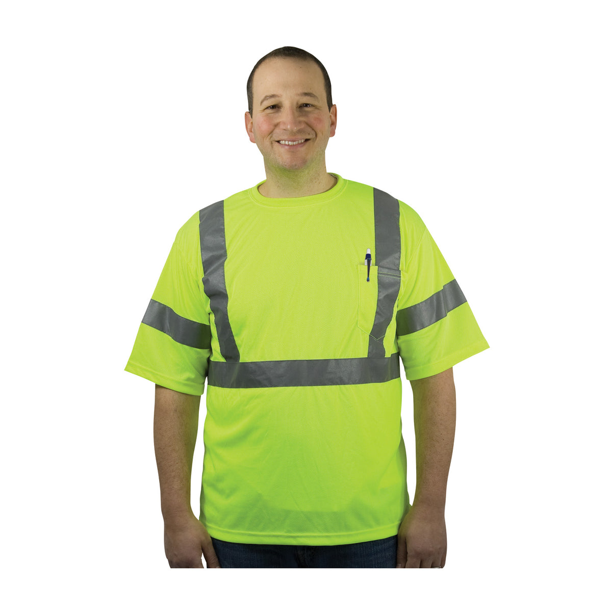 PIP 313-1400 Class 3 X-Back Short Sleeve T-Shirt, Lime, front 2