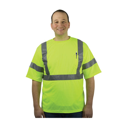 PIP 313-1400 Class 3 X-Back Short Sleeve T-Shirt, Lime, front 2