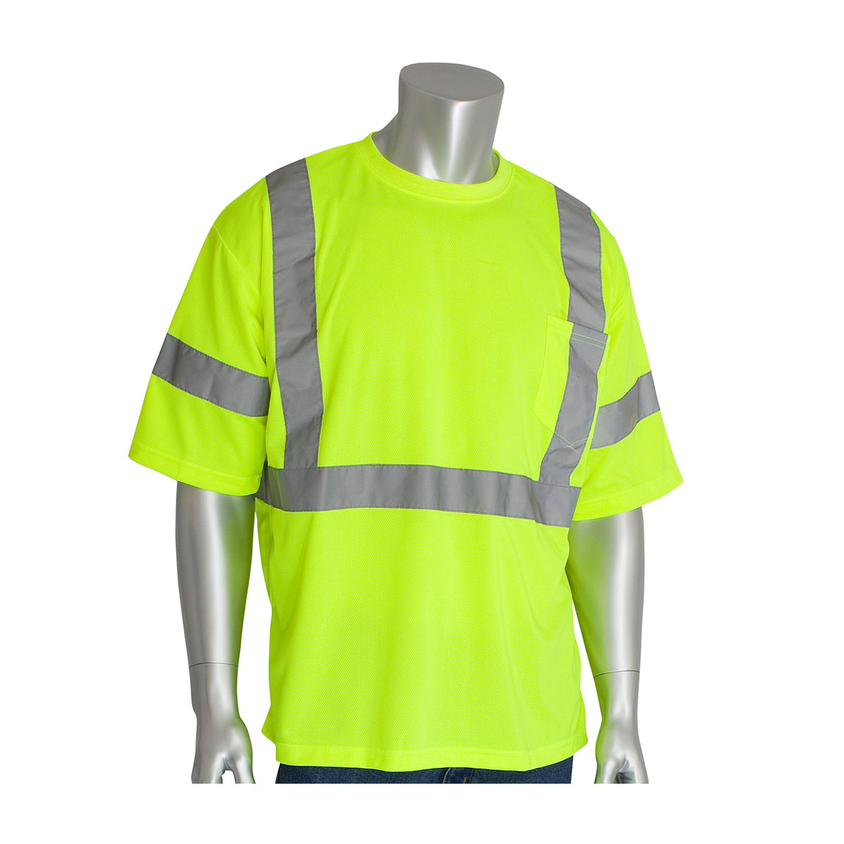 PIP 313-1400 Class 3 X-Back Short Sleeve T-Shirt, Lime, front