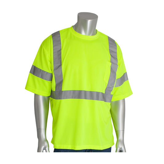 PIP 313-1400 Class 3 X-Back Short Sleeve T-Shirt, Lime, front