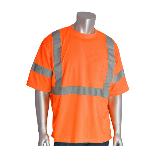 PIP 313-1400 Class 3 X-Back Short Sleeve T-Shirt, Orange, front
