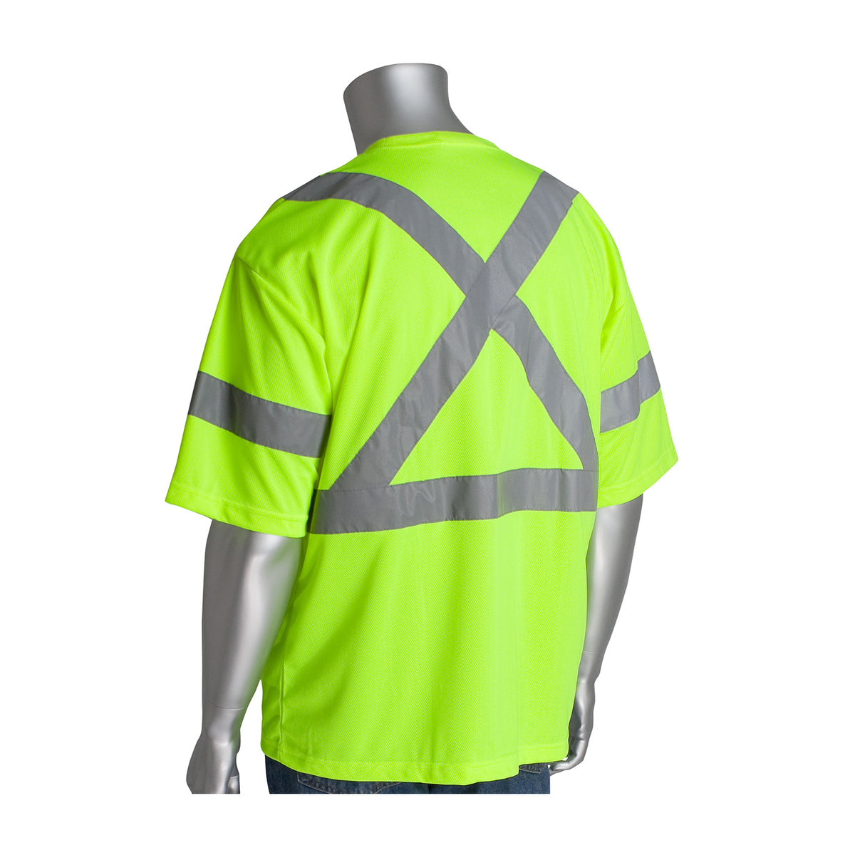 PIP 313-1400 Class 3 X-Back Short Sleeve T-Shirt, Lime, back