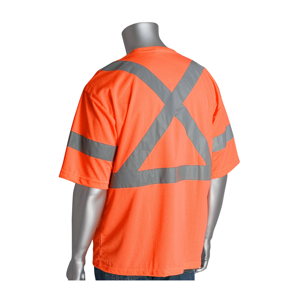PIP 313-1400 Class 3 X-Back Short Sleeve T-Shirt, Orange, back