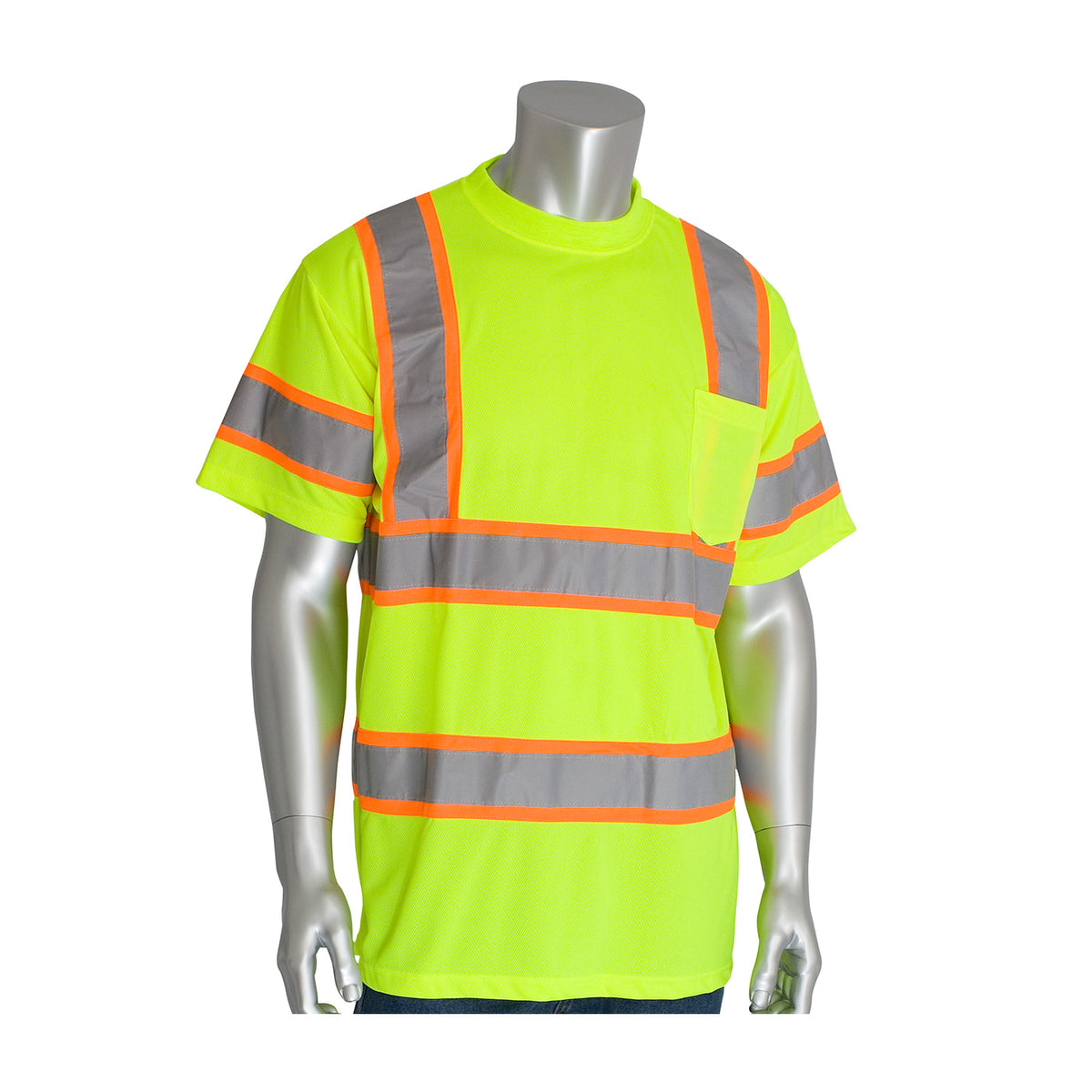 PIP 313-CNTSP Class 3 Two-Tone T-Shirt, Lime, front