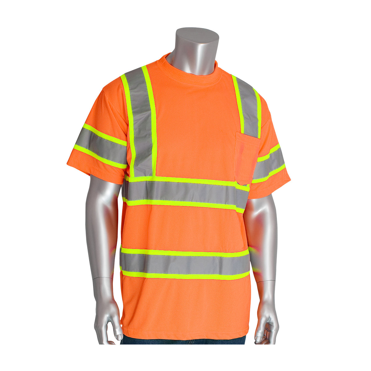 PIP 313-CNTSP Class 3 Two-Tone T-Shirt, Orange, front