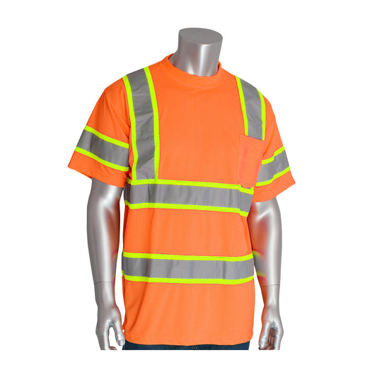 PIP 313-CNTSP Class 3 Two-Tone T-Shirt, Orange, front