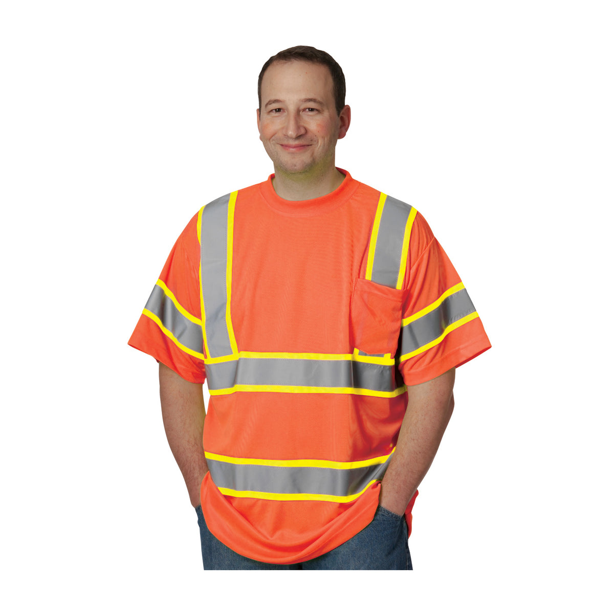 PIP 313-CNTSP Class 3 Two-Tone T-Shirt, Orange, front 2