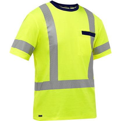 Bisley 313M1118X Class 3 Essentials Short Sleeve Shirt, Lime, front
