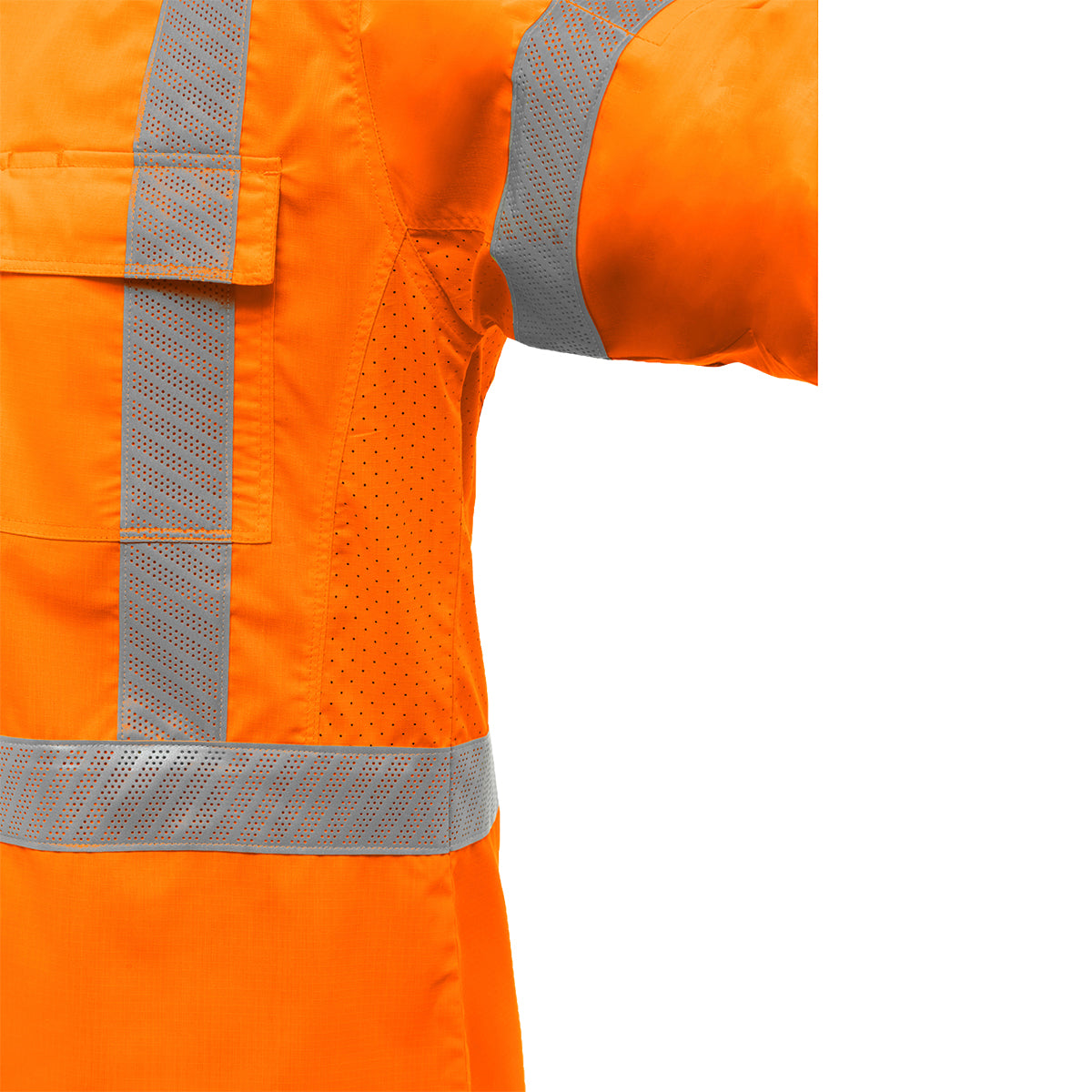 Bisley 313M6490X Class 3 Long Sleeve Work Shirt, Orange, sleeve detail