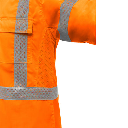 Bisley 313M6490X Class 3 Long Sleeve Work Shirt, Orange, sleeve detail