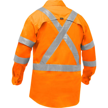 Bisley 313M6490X Class 3 Long Sleeve Work Shirt, Orange, back